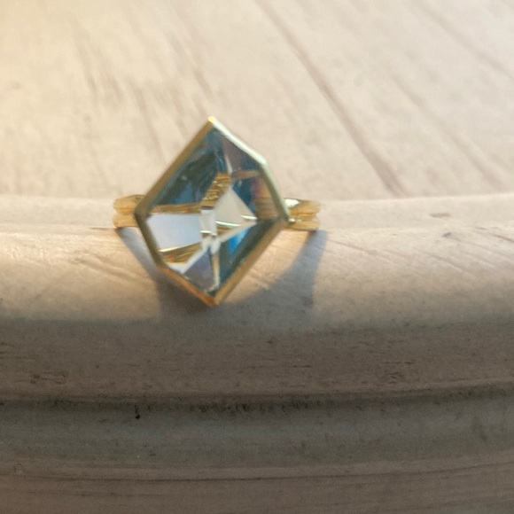Sterling ring with gold overlay and blue stone - Picture 6 of 12